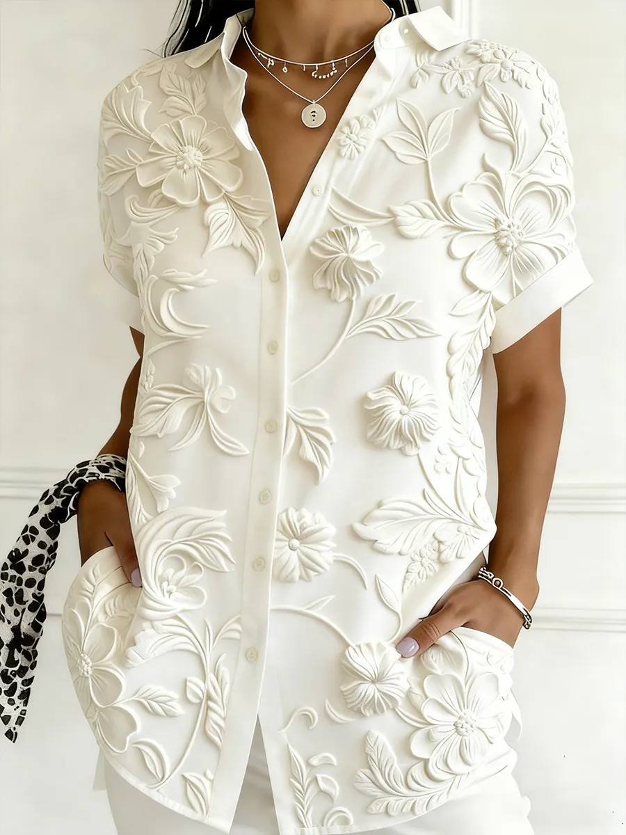 Women's Casual Simple Three-Dimensional Floral Shirt