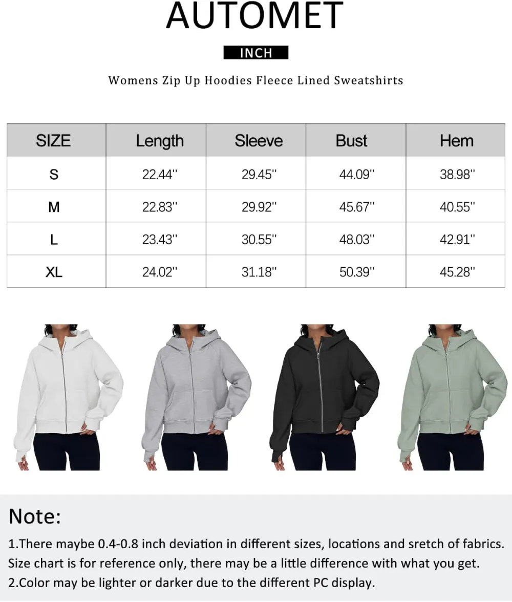 Womens Zip Up Hoodies Fleece Jackets Oversized Sweatshirts Fall Fashion Outfits 2024 Sweaters Winter Clothes