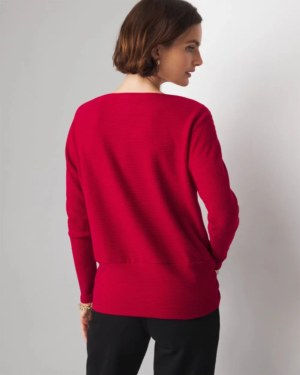 Off-The-Shoulder Ribbed Snit Pullover