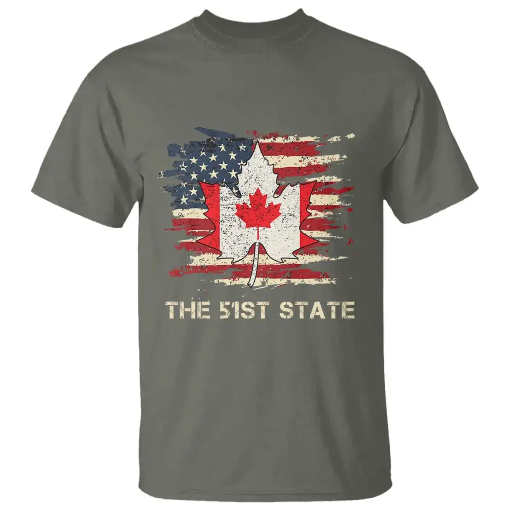 Canada The 51st State T Shirt Canadian Maple American Flag TS09