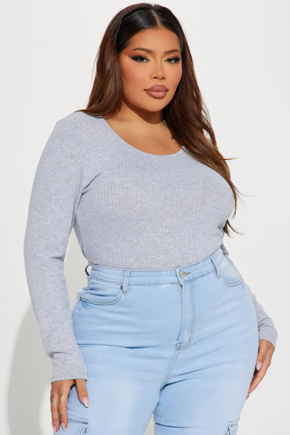 Emelia Ribbed Top - Heather Grey