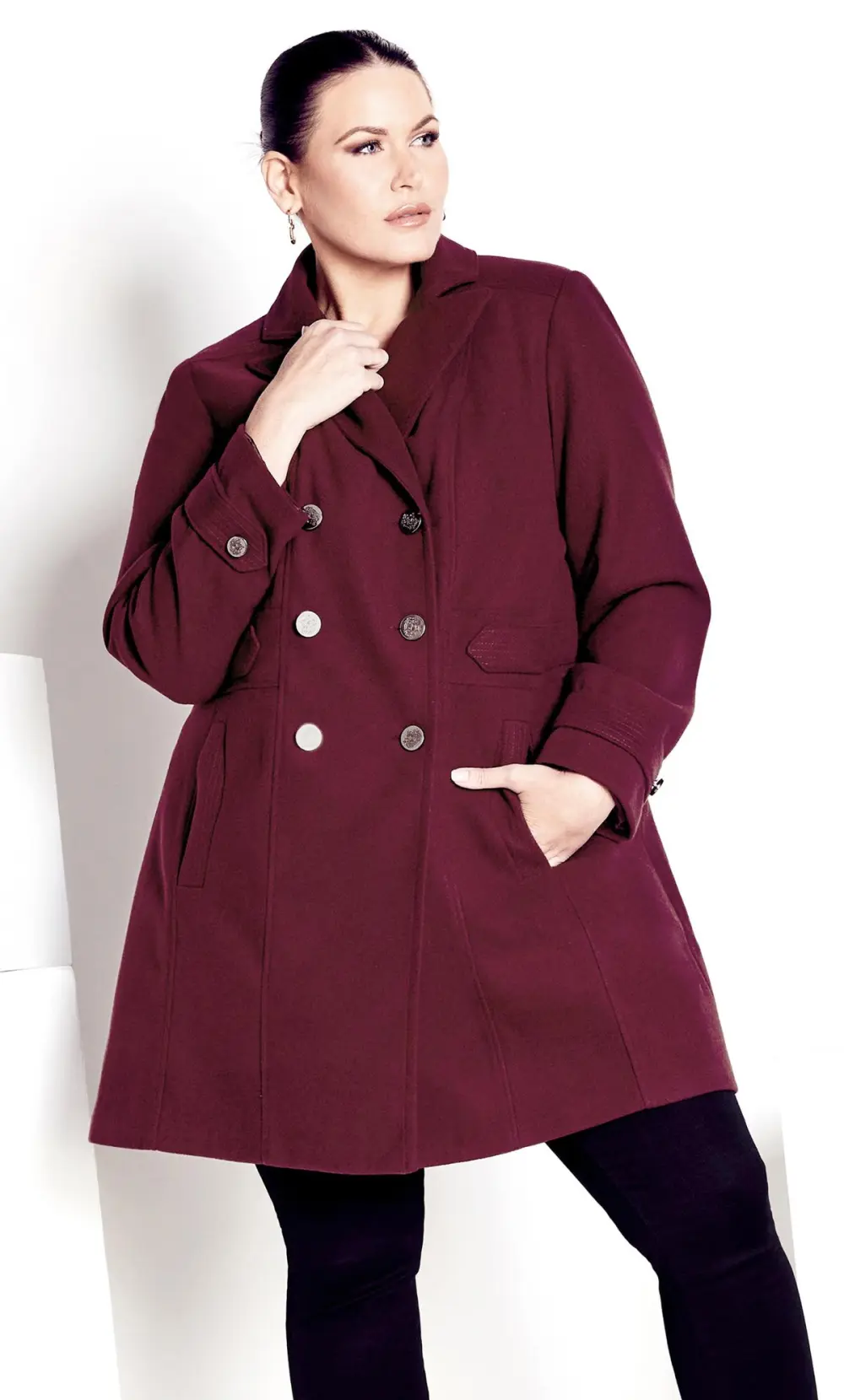 Evans Burgundy Red Collared Formal Coat