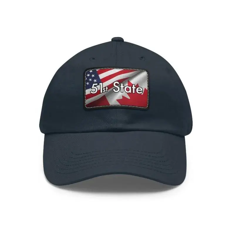 51st State USA and Canada dad hat with rectangle leather patch