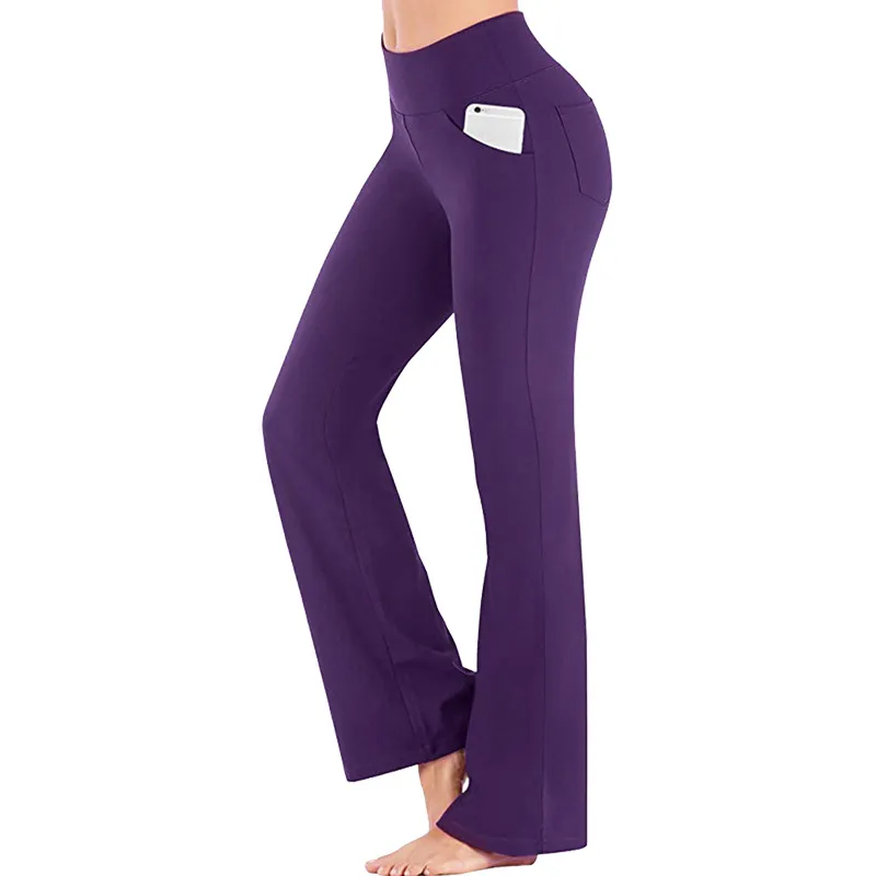 Women's High Waist Yoga Pants Bootcut Flare Leg Tummy Control 4 Way Stretch Quick Dry