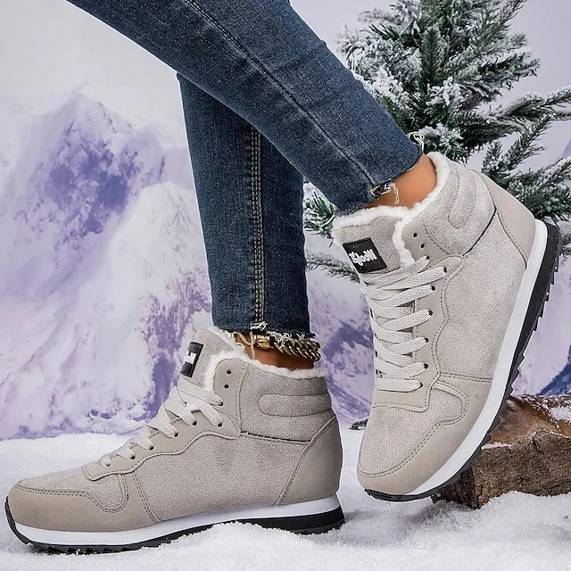 Women's Sneakers Boots Snow Boots Plus Size Comfort Shoes Outdoor Work Daily Flat Heel Round Toe Fashion Sporty Classic Running Walking Faux Suede Lace-up Solid Color