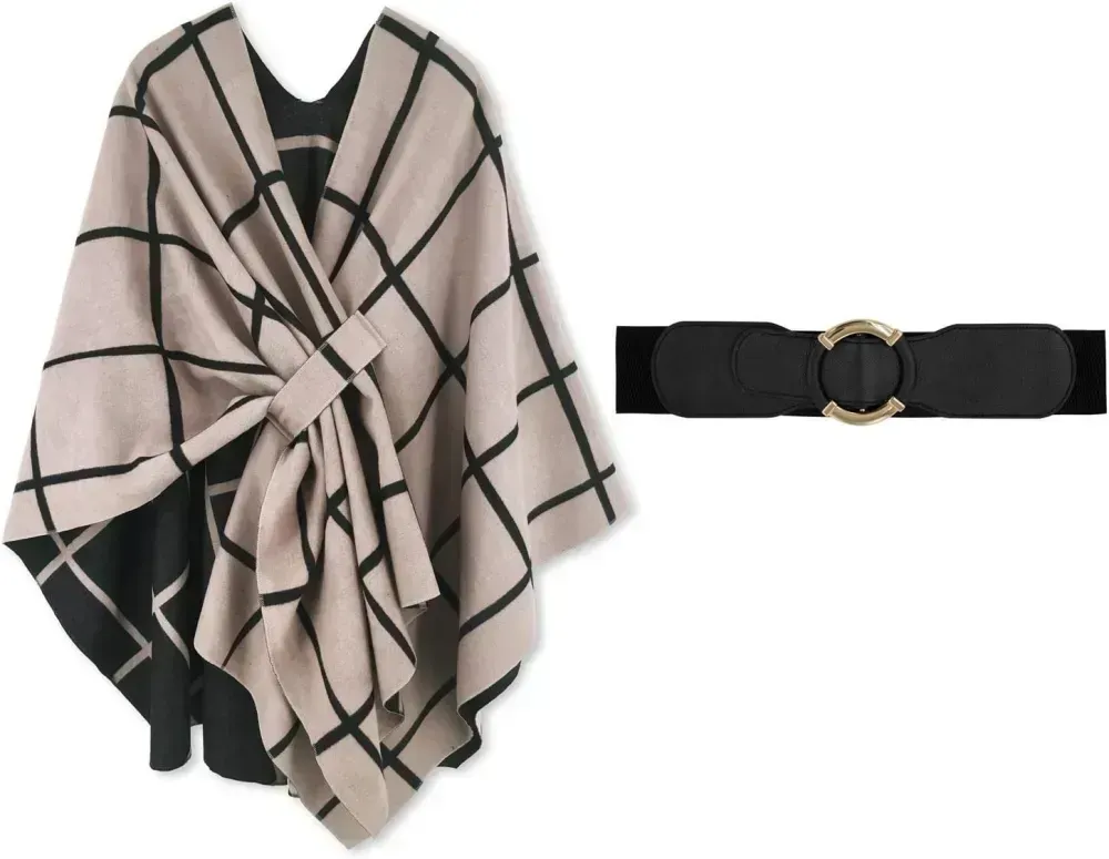 Women's Shawl Wrap Poncho Ruana Cape Open Front Cardigan Shawls for Fall Winter