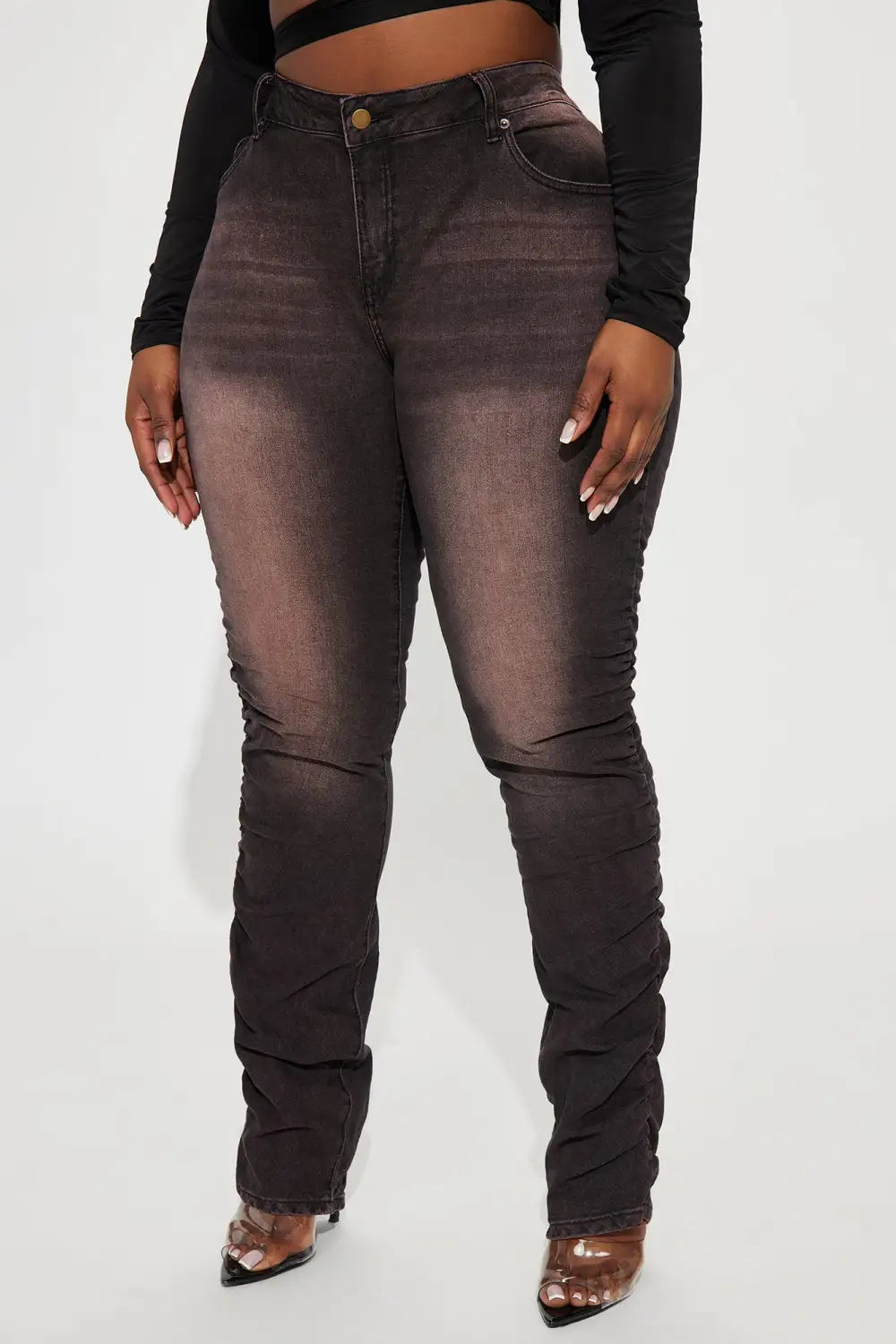 Cutting Ties Tinted Stacked Stretch Skinny Jeans - Mocha