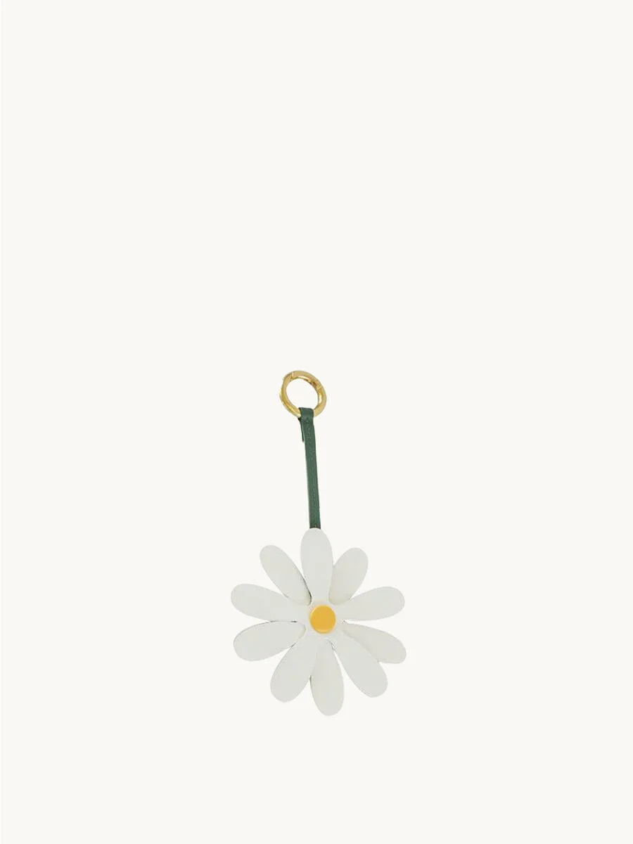 Leather Daisy Charm - White