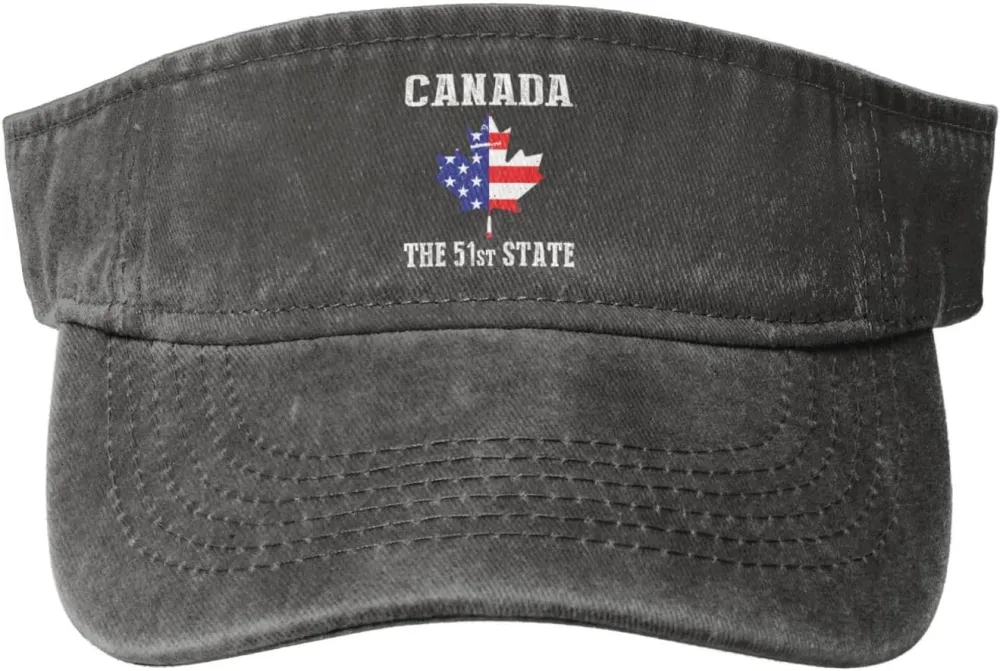 Canada 51st State Denim Visor Hat Adjustable Unisex Golf Sports Empty Top Cap
