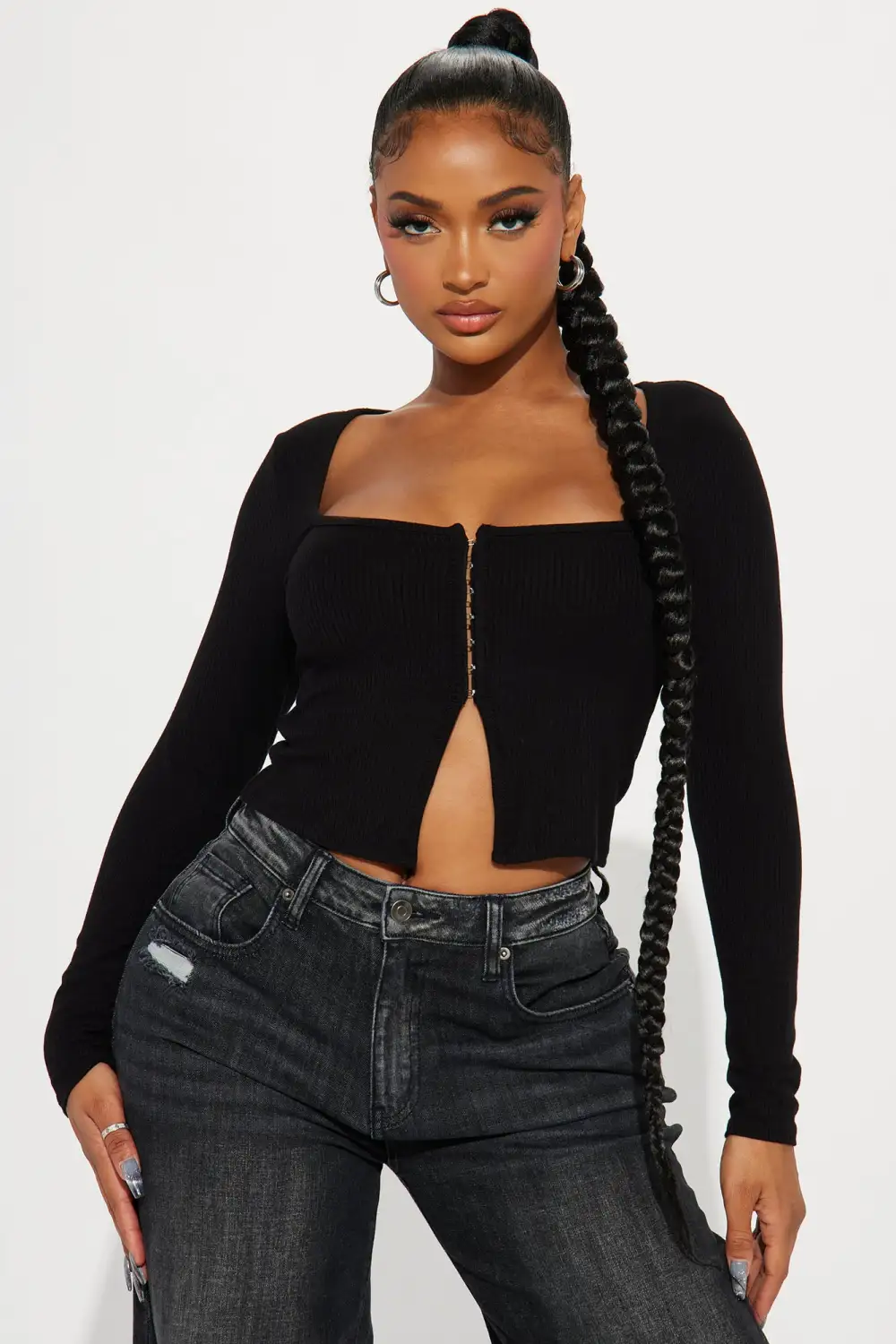 Alana Ribbed Top - Black