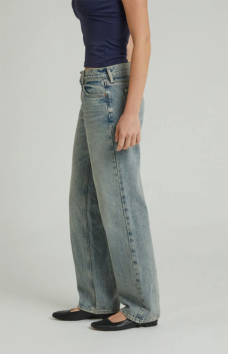 PacSun Jordyn Low Rise Straight Leg Jeans Medium Indigo