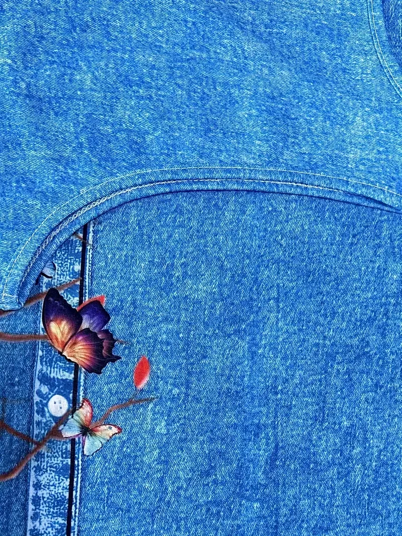 Butterfly Print V-Neck Sleeveless A-Line Dress for Women, Casual Summer Dress for Spring