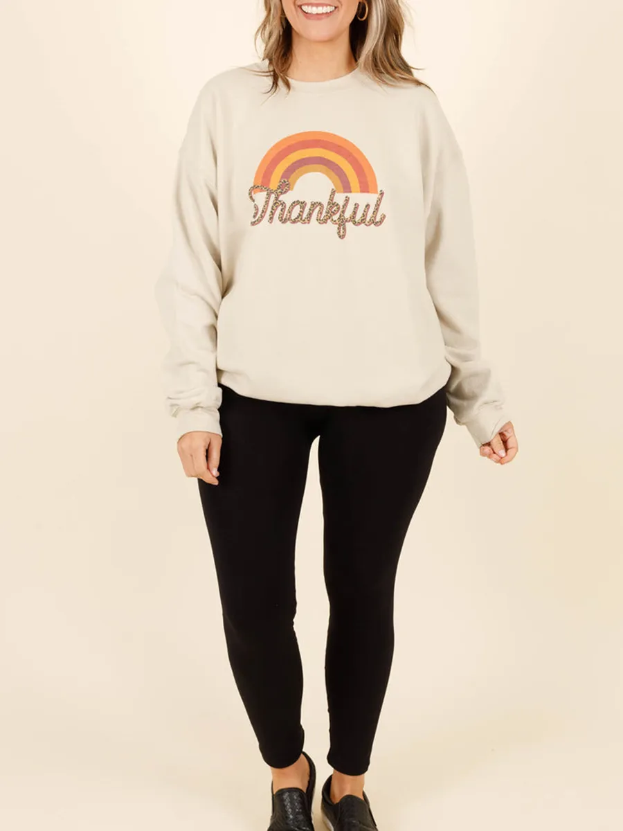 单个sku，没有原价-Rainbow Leopard Letter Print Loose Hoodie
