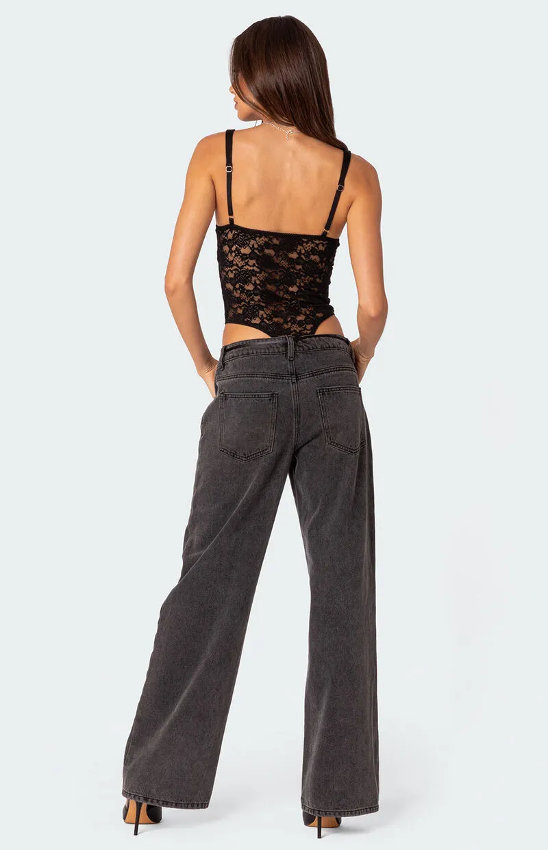 Edikted Lace & Satin Cupped Bodysuit