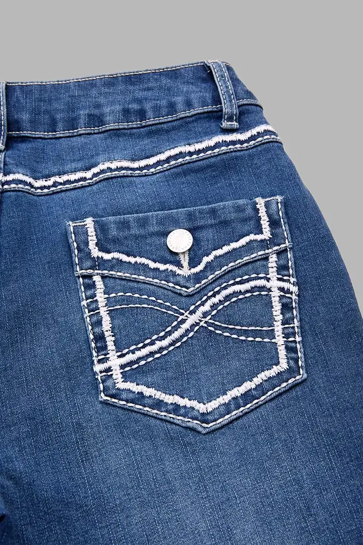 🔥2025 HOT SALE🔥Embroidery Mid Waist Bootcut Jeans Without Belt