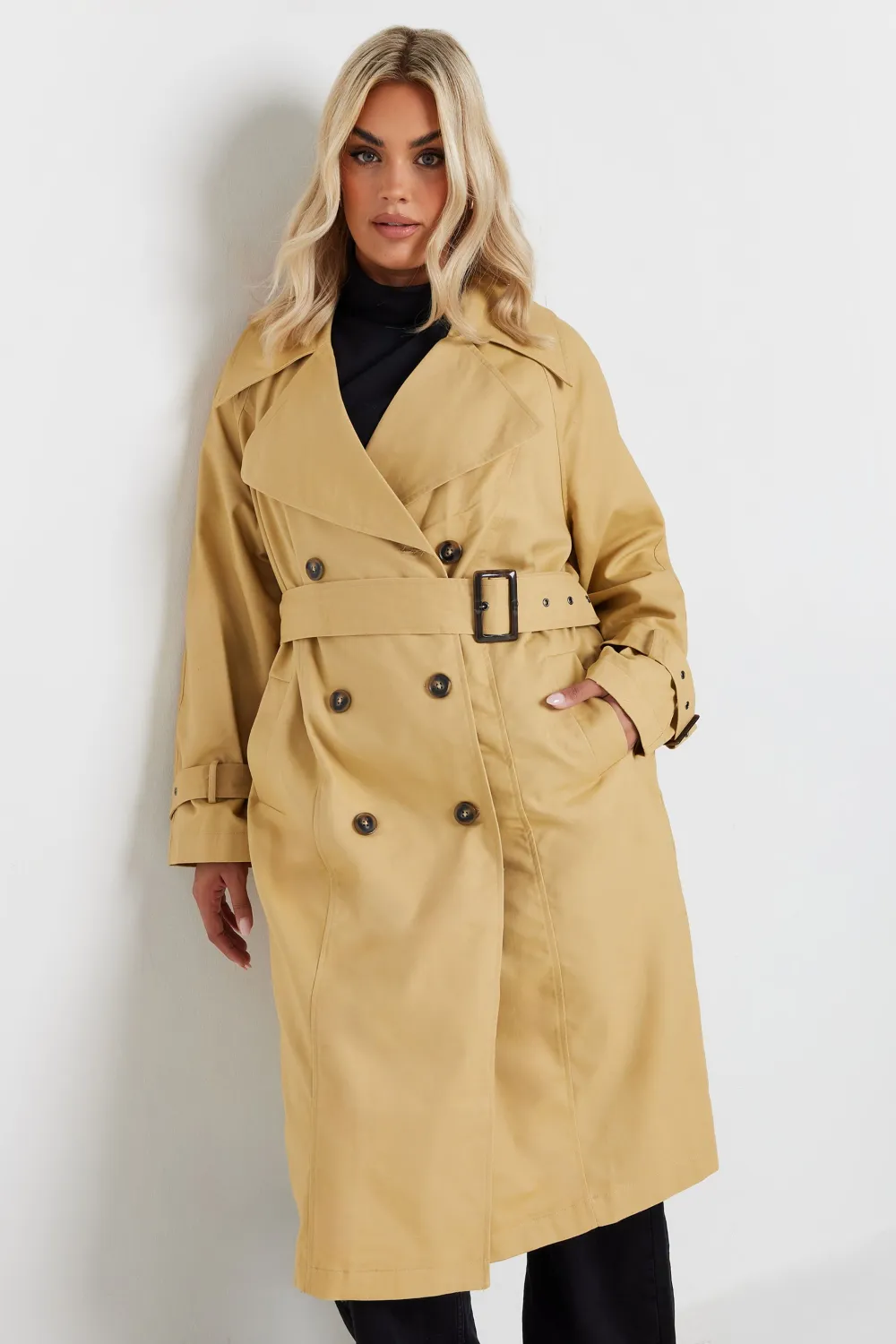 YOURS Curve Beige Brown Trench Coat