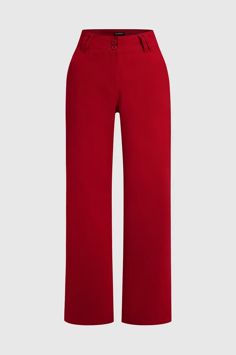 High Waist Pocket Wide Leg Jeans