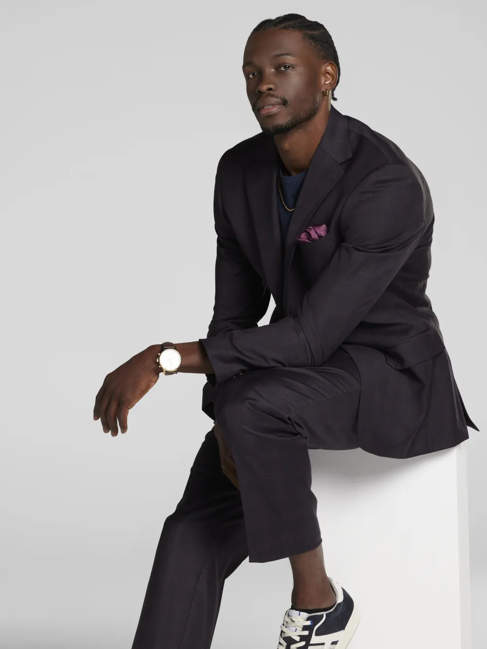 Michael Strahan Classic Fit Wool Blend Plaid Suit Jacket