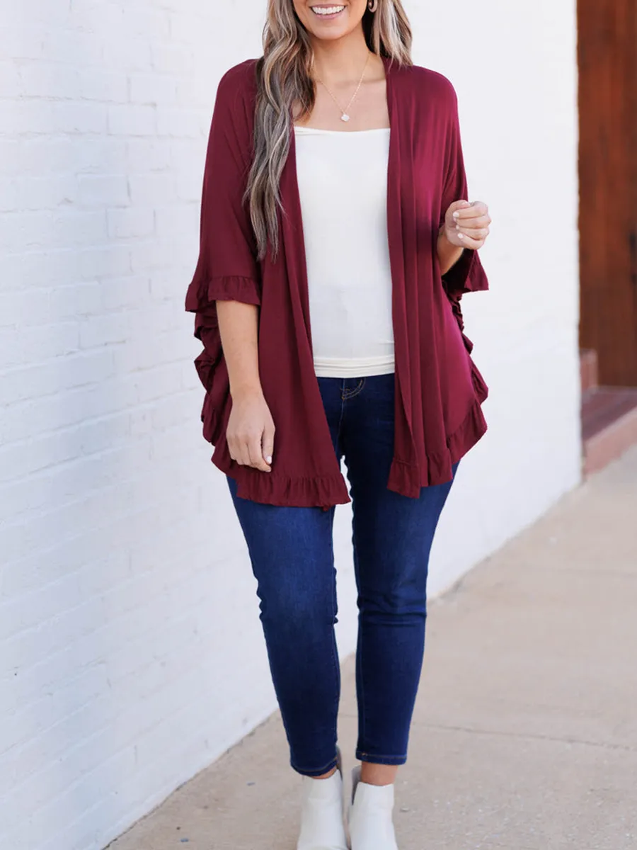 一个分类-Wooden ear edge circular hem cardigan
