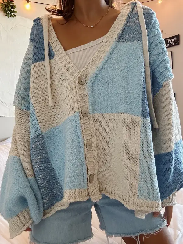 LIGHT BLUE PATCHWORK CARDIGAN