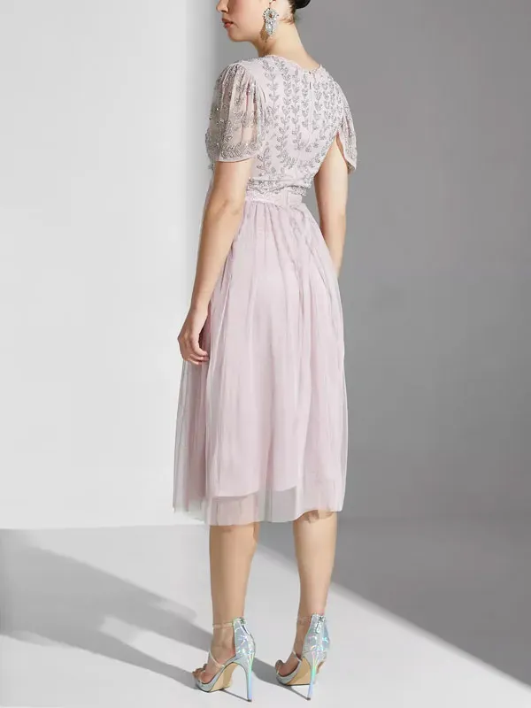 Sequin Detail Ruffle Dress