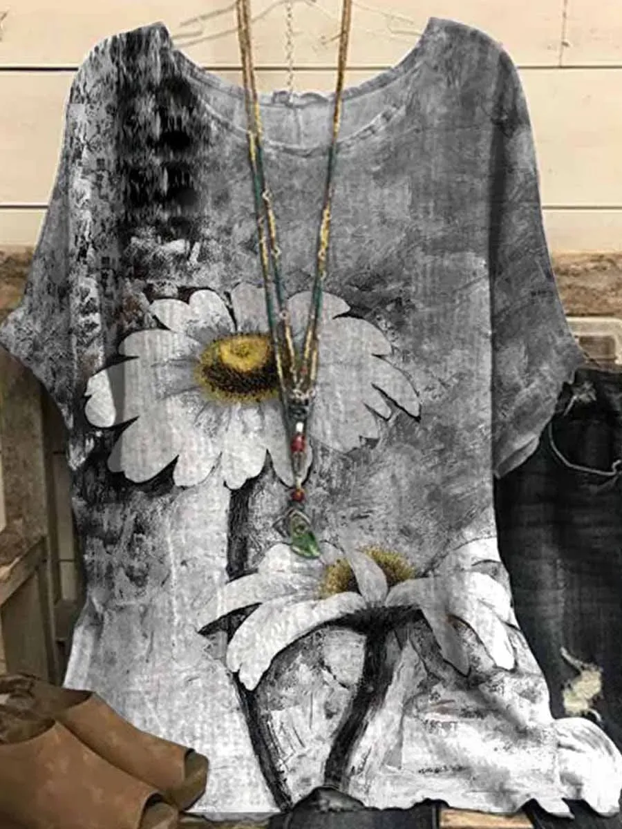 Women's Flower Print Casual Top