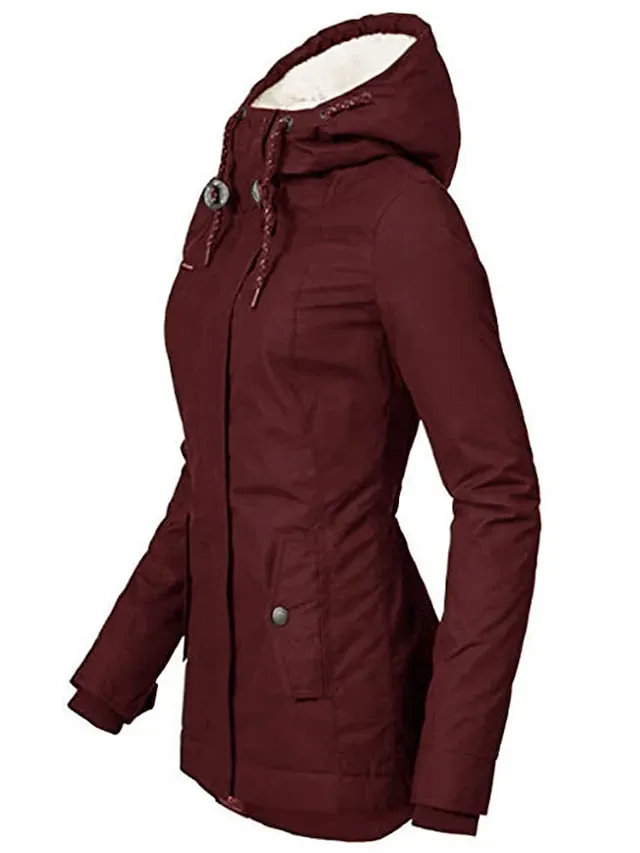 Women's Parka Street Fall Winter Puffer Jacket Coat Windproof Warm 3 in 1 Loose Casual Sports Jacket Long Sleeve Solid Color Zipper Purple Blushing Pink Waterpoof Daily Wear Down Parkas Lined