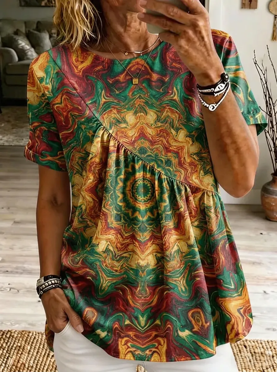 Women's Nashville Boho Mandala Printed Tunic Top