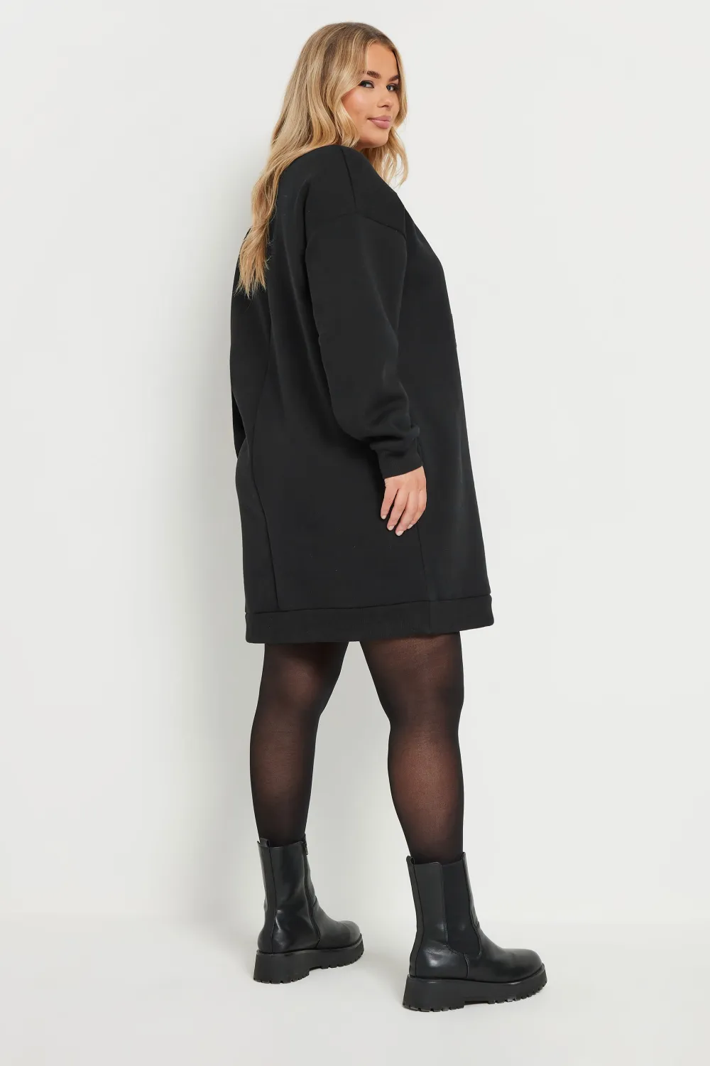 YOURS Curve Black 'Merry Christmas' Heart Embellished Sweatshirt Dress