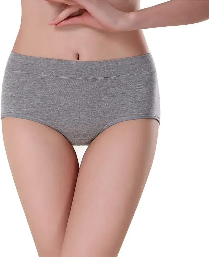 Womens Underwear,Cotton Mid Waist No Muffin Top Full Coverage Brief Ladies Panties Lingerie Undergarments for Women Multipack