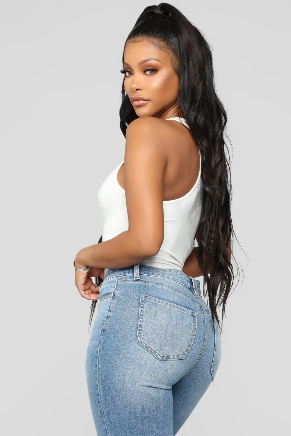 Davina Basic Tank Bodysuit - White