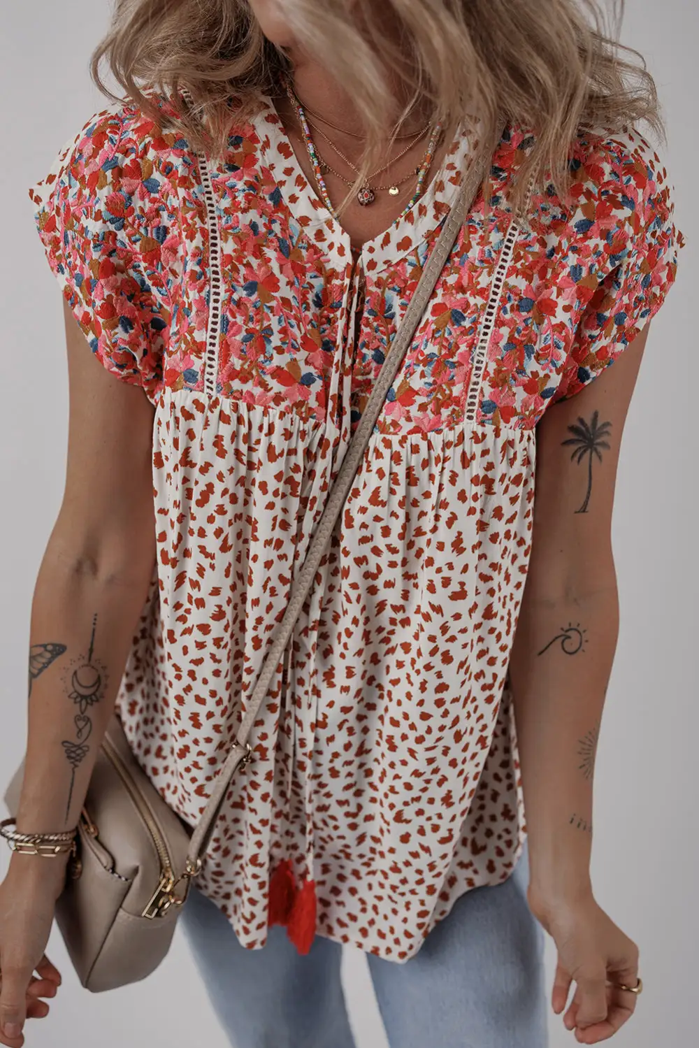 Paisley Embroidered Tie Detail Blouse
