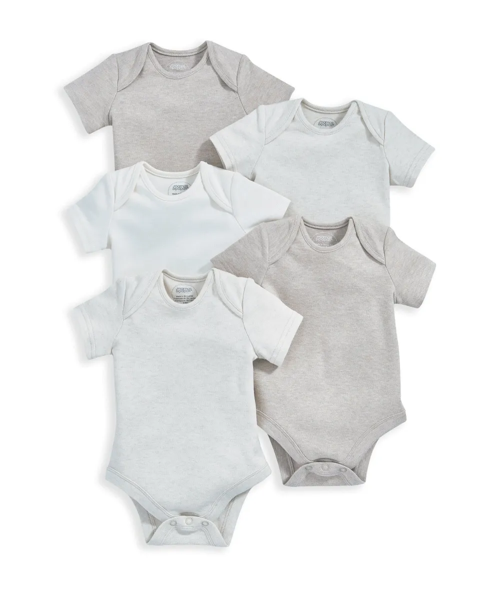 Shortsleeved Bodysuits (Set of 5) - Oatmeal