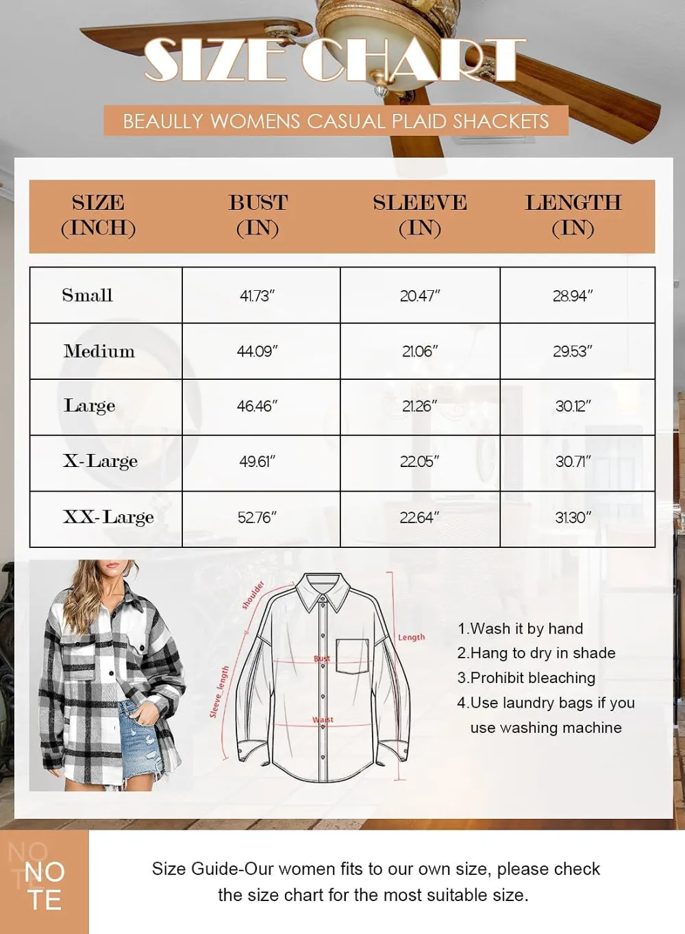 Women's Flannel Plaid Shacket Long Sleeve Button Down Chest Pocketed Shirts Jacket Coats