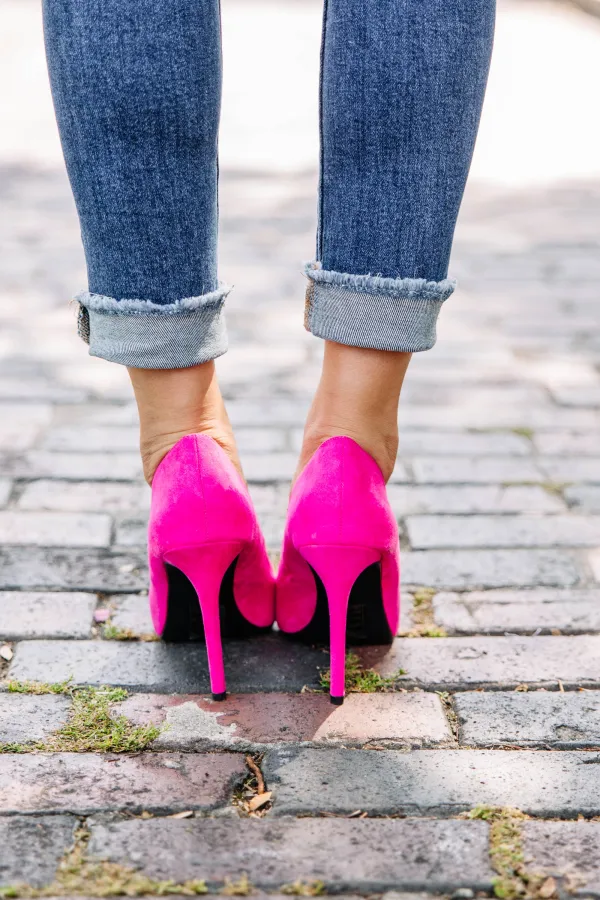 Show Stopper Fuchsia Pink Suede Heels