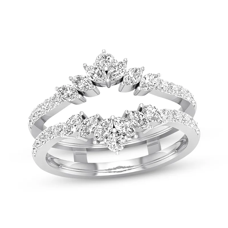 Diamond Enhancer Ring 3/4 ct tw Marquise/Round 14K White Gold