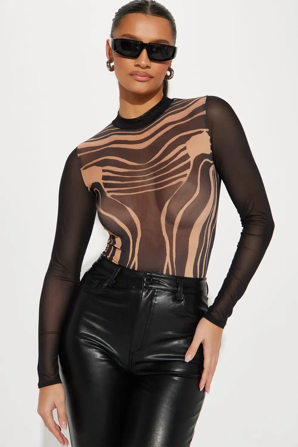 Your Attention Mesh Bodysuit - Black/combo