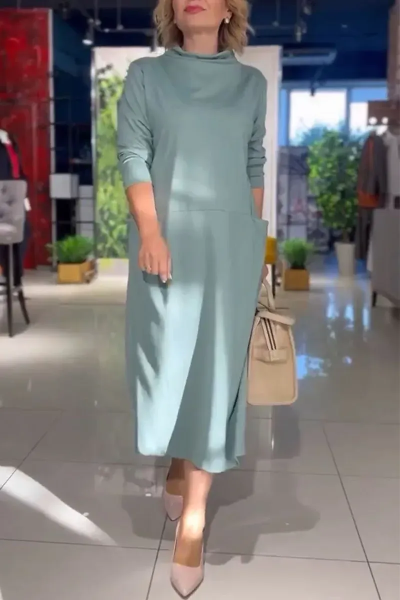 Women's Solid Color Turtleneck Dress