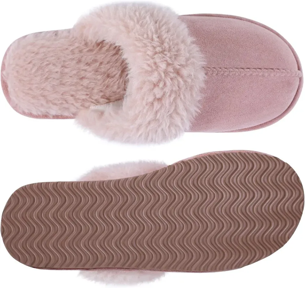 Women's Fuzzy Memory Foam Slippers Fluffy Winter House Shoes Indoor and Outdoor