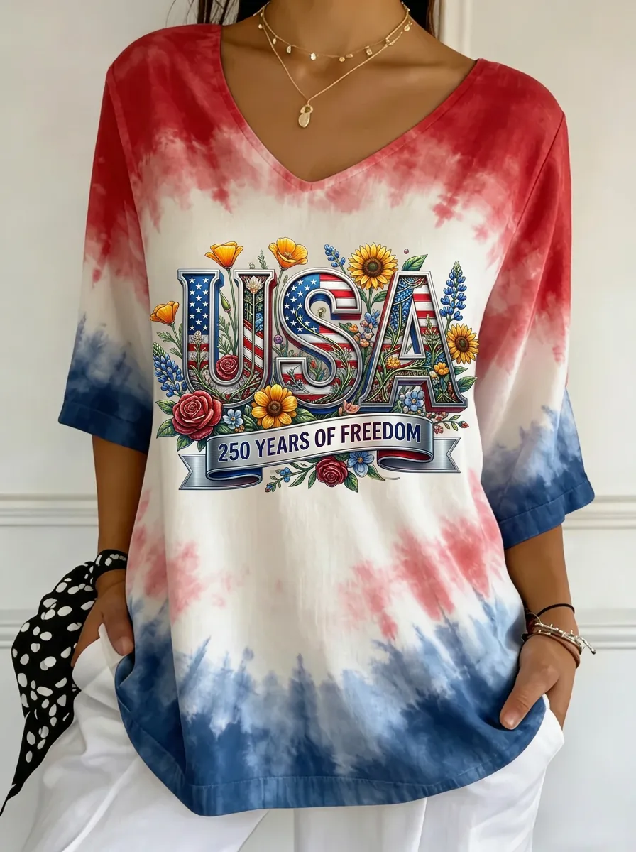 Women's Nashville USA Floral 250 Years Printed T-shirt