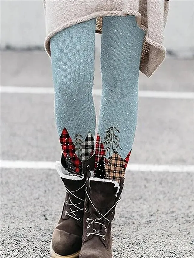 Women's Fleece Lined Leggings Warm Full Length Winter Leggings Print High Elasticity Mid Waist Fashion Designer Halloween Daily 1 2 S M Winter