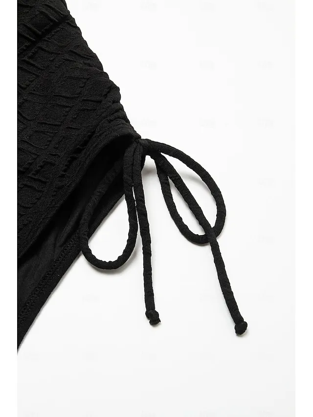 Triangle V Neck Drawstring Swimsuit