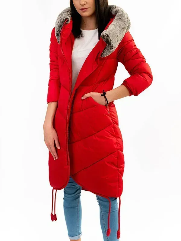 Long winter hood navy blue