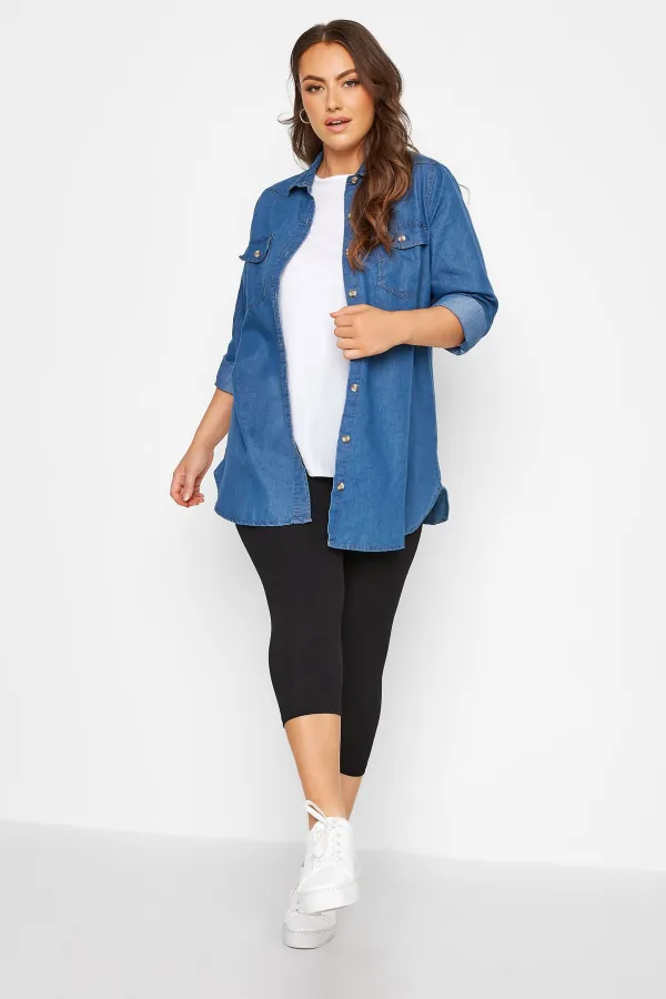 YOURS FOR GOOD Curve Black Cotton Cropped Leggings