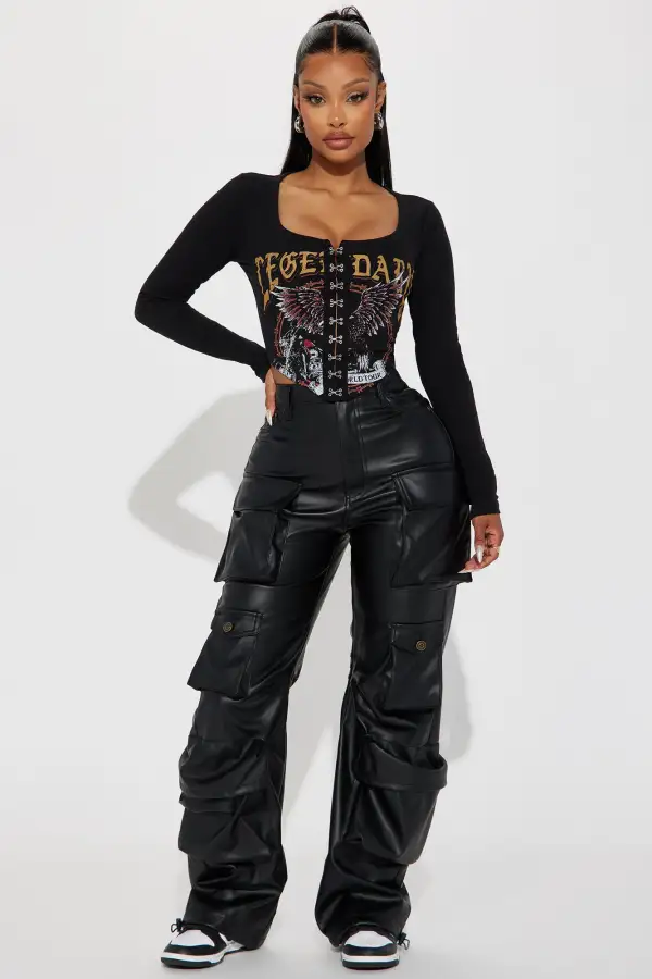 She's Legendary Long Sleeve Corset - Black