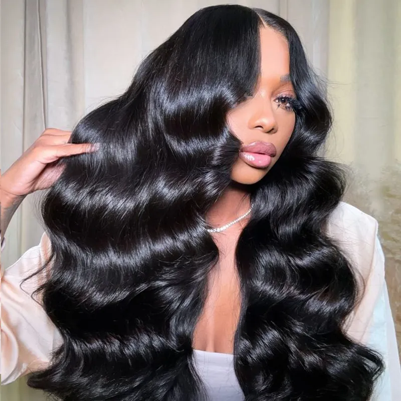 Affordable #1 Jet Black Body Wave Wig 13x6 Lace Front Human Hair Wigs Sterly Hair