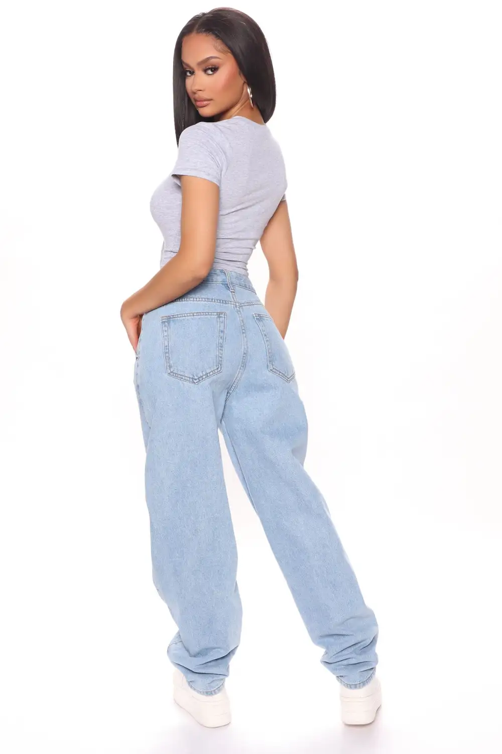 Anna Crew Neck Crop Top - Heather Grey