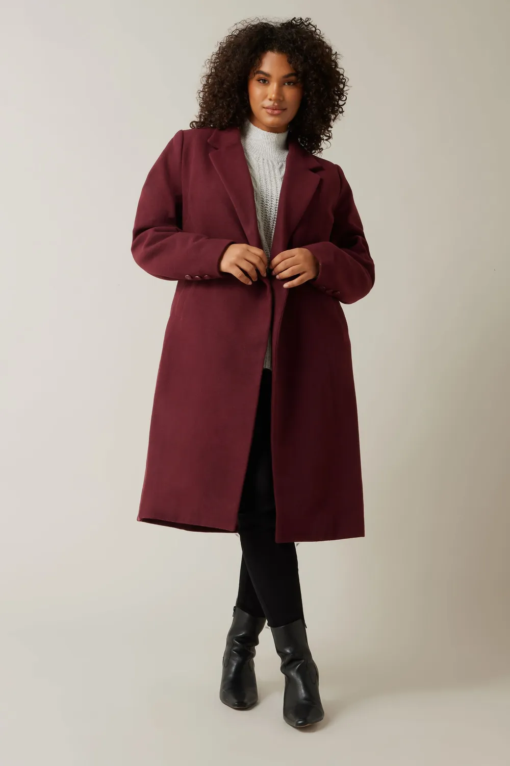 Evans Burgundy Red Midi Formal Coat