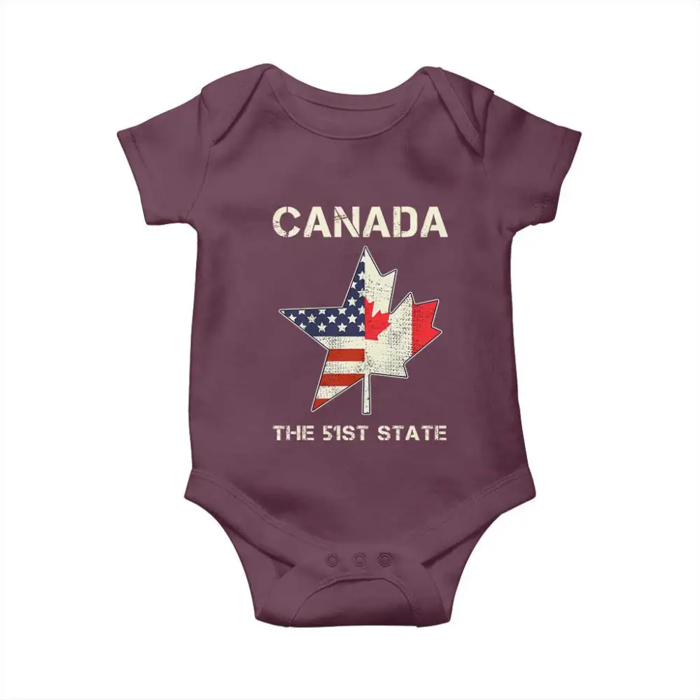 Canada The 51st State Baby Onesie Maple Canadian American Flag TS09