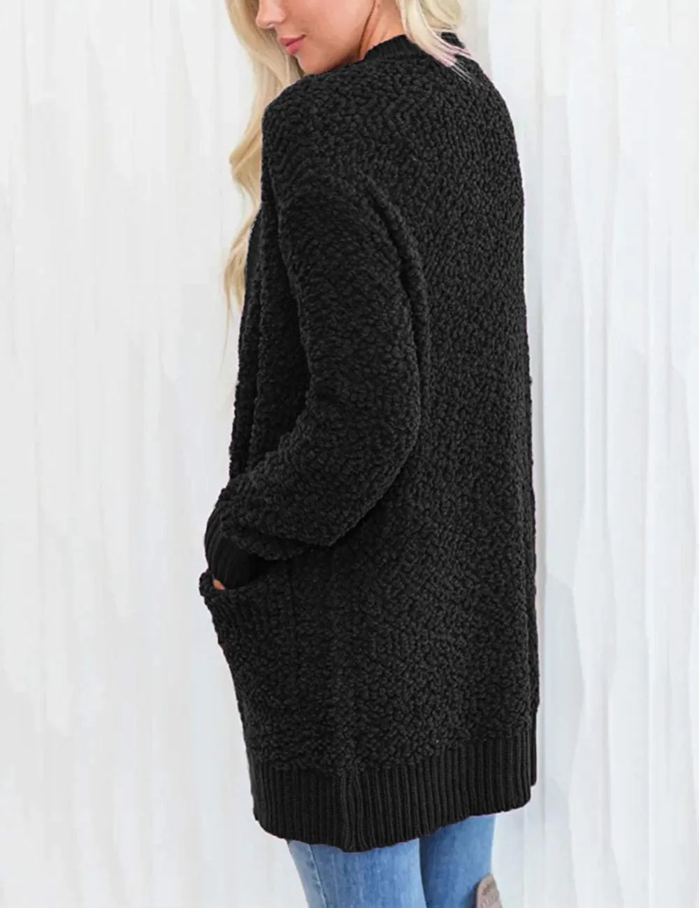 Women's Long Sleeve Soft Chunky Knit Sweater Open Front Cardigans Outwear Coat